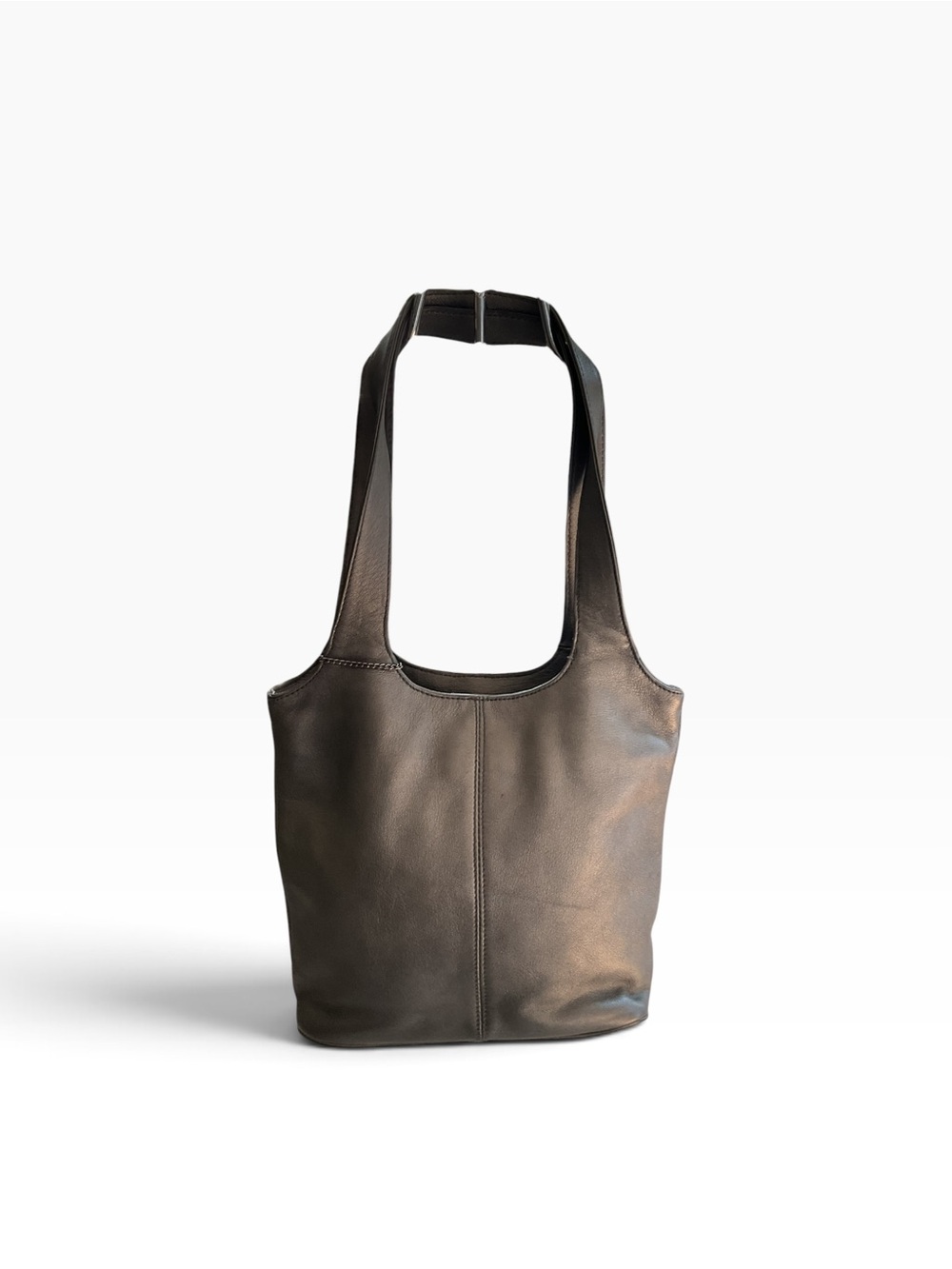 Vintage Fossil Leather Shoulder Tote in Silver